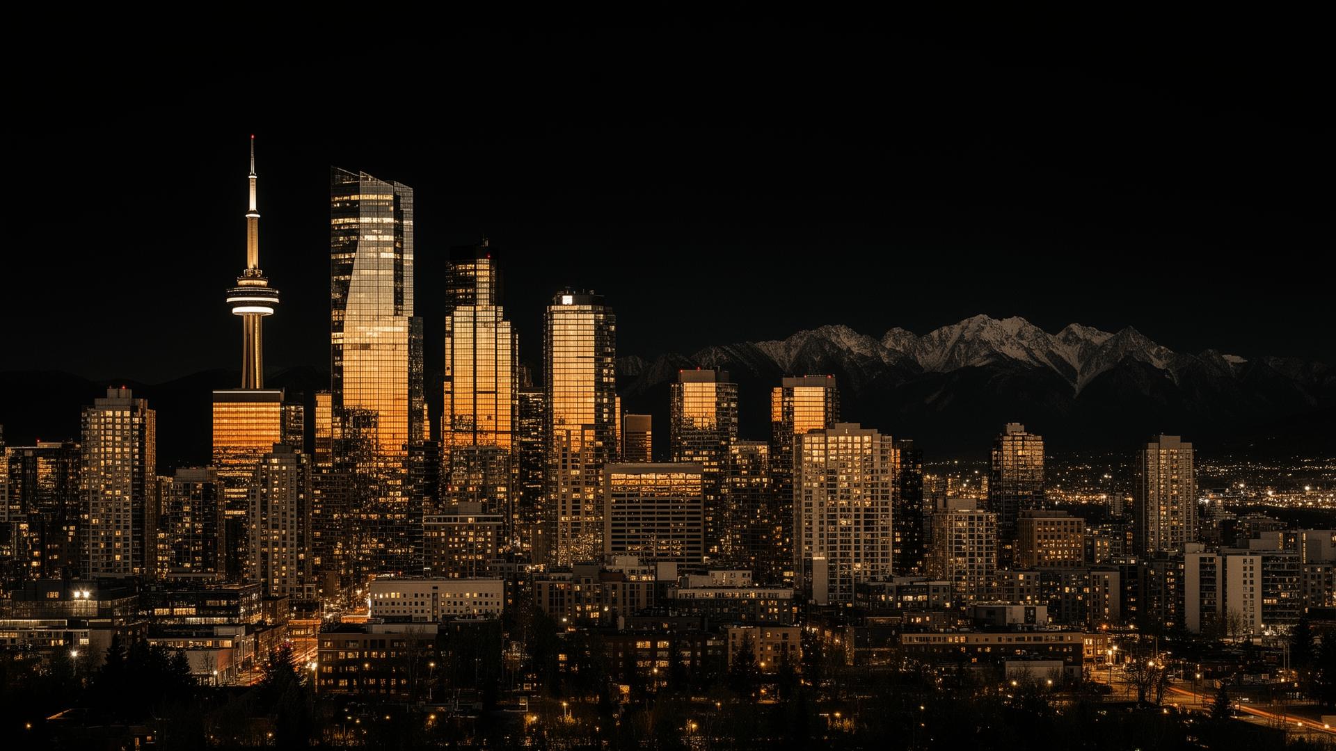 Calgary downtown skyline at night